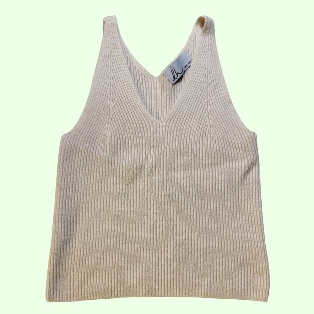 dh NEW YORK Beige Ribbed Knit Sweater